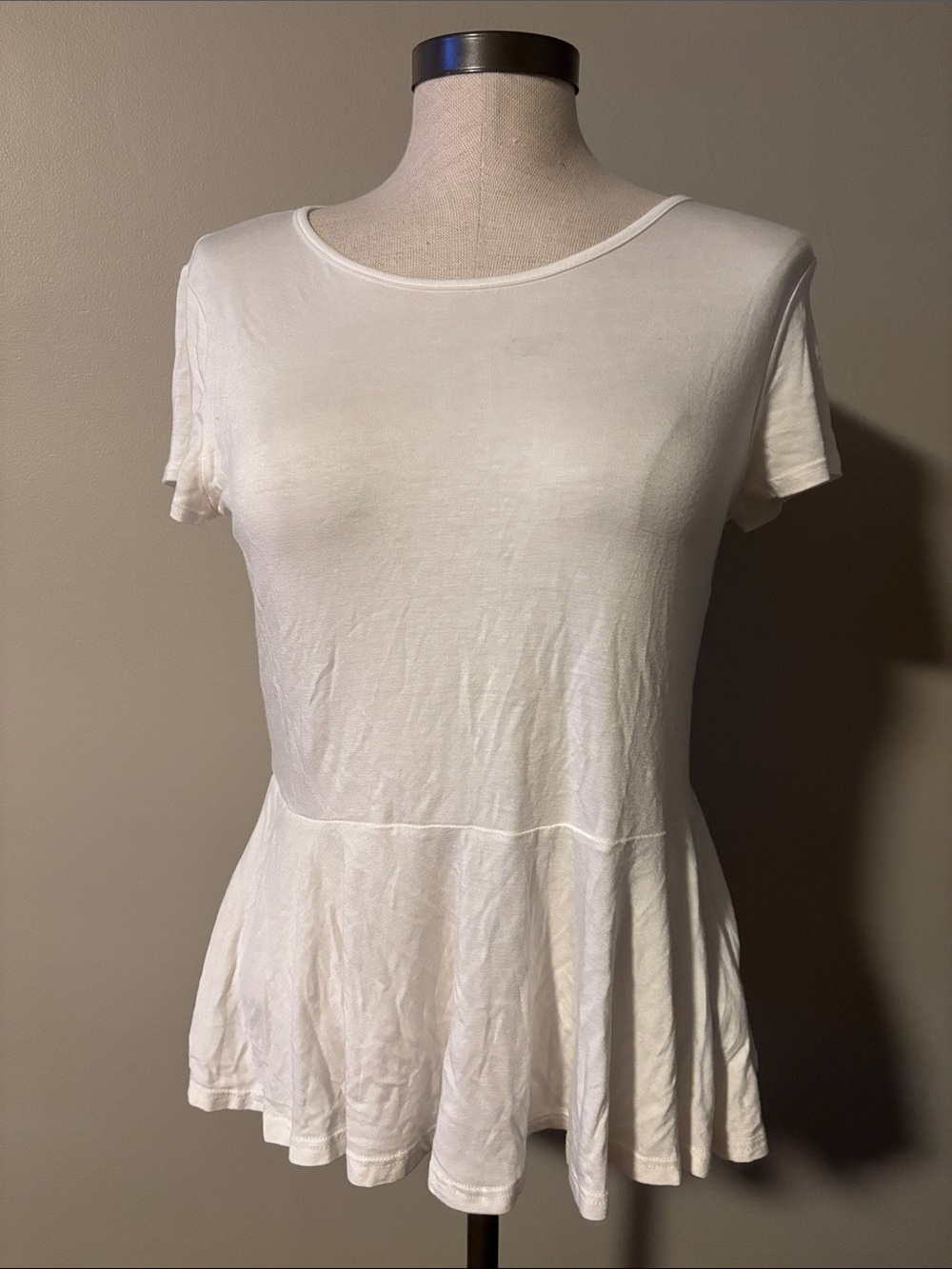 Green Envelope White Short-Sleeve Peplum Tunic